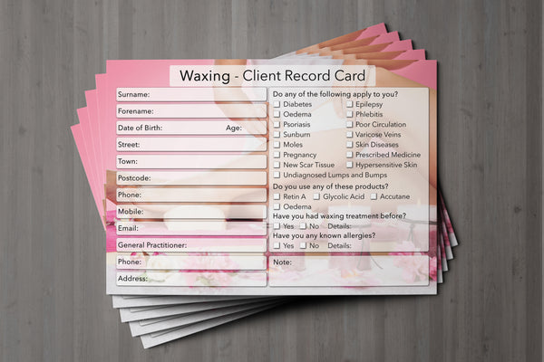 NEW Waxing Client Card / Treatment Consultation Card / Photo Background