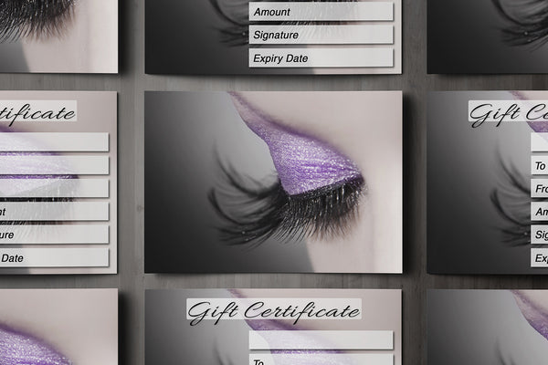 Gift Voucher Card for Eyelash Extension, Lash Lift, Beauty Treatment, Tinting