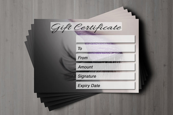 Gift Voucher Card for Eyelash Extension, Lash Lift, Beauty Treatment, Tinting