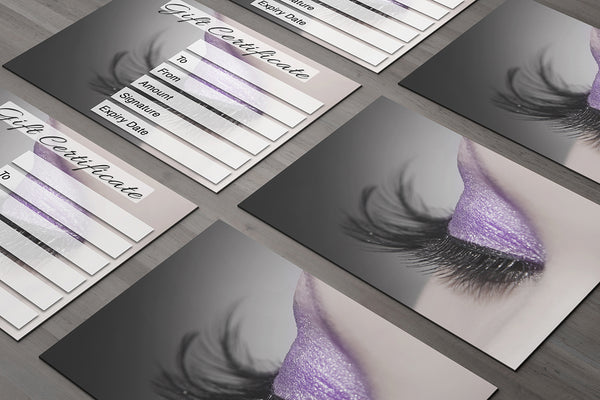 Gift Voucher Card for Eyelash Extension, Lash Lift, Beauty Treatment, Tinting