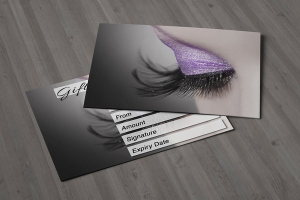 Gift Voucher Card for Eyelash Extension, Lash Lift, Beauty Treatment, Tinting