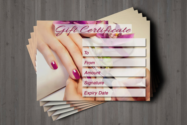 Gift Voucher Card for Beauty Salons, Nail Technicians, Therapists - Manicure Purple Photo