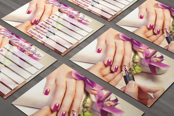 Gift Voucher Card for Beauty Salons, Nail Technicians, Therapists - Manicure Purple Photo