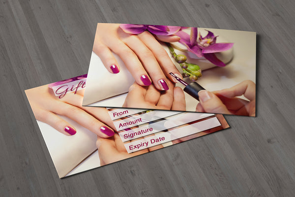 Gift Voucher Card for Beauty Salons, Nail Technicians, Therapists - Manicure Purple Photo