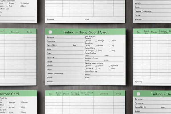 Tinting Client Card / Treatment Consultation Card