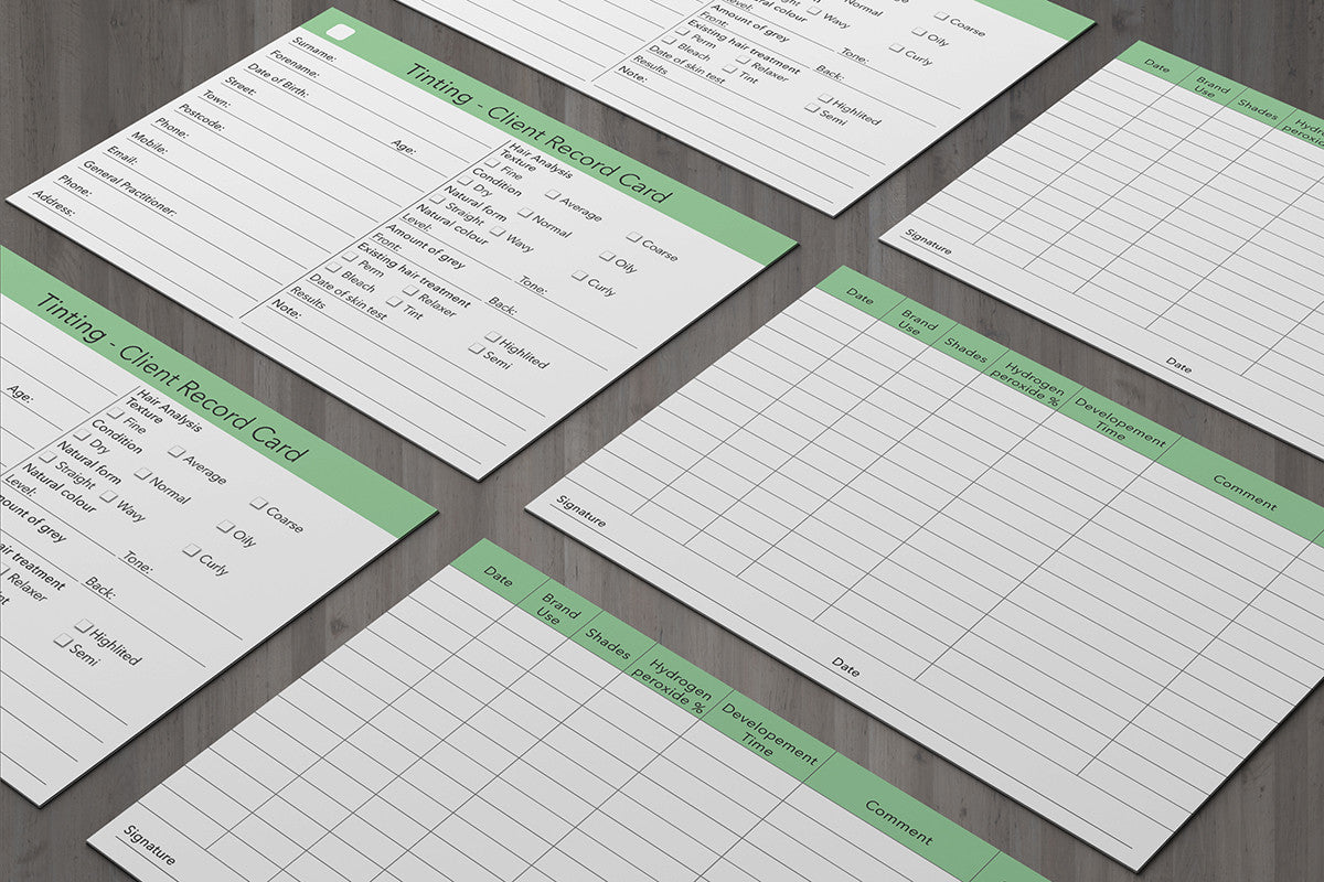 Tinting Client Card / Treatment Consultation Card – Beauty Stationery