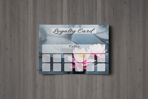 Loyalty Card for Massage/Beauty Salons, Hairdressers, Therapists - Water Lilly photo - A7 size