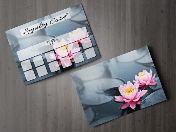 Loyalty Card for Massage/Beauty Salons, Hairdressers, Therapists - Water Lilly photo - A7 size