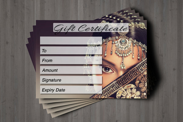 Gift Voucher Card for Hairdressers / Beauty Salons, Nail Treatment, Spa, Massage, Indian Women