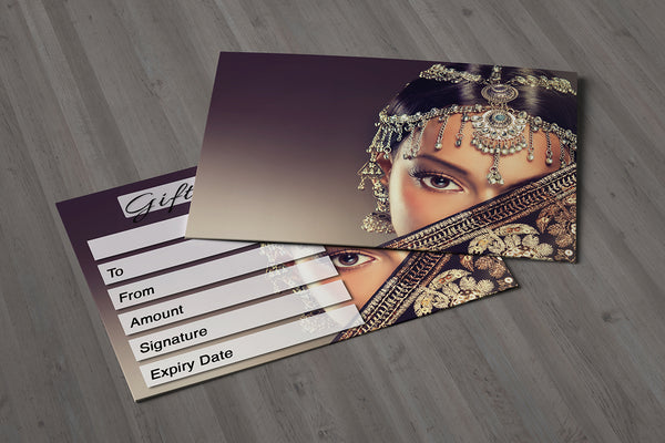 Gift Voucher Card for Hairdressers / Beauty Salons, Nail Treatment, Spa, Massage, Indian Women