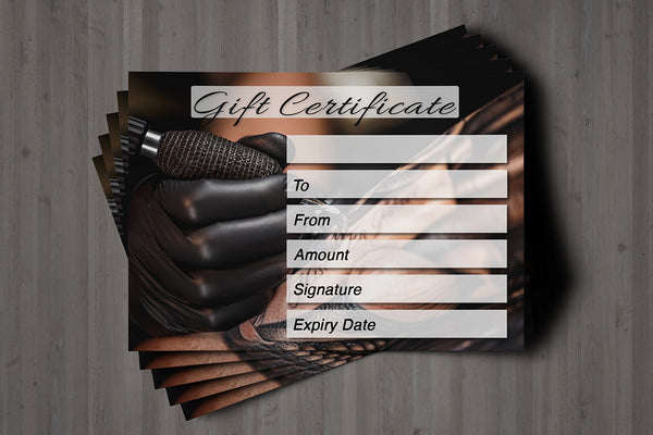 Gift Voucher Card for Tattoo Shops / Tattoo Removal, Tattoo Artists, Tattoo Fixing